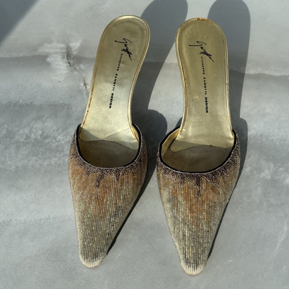 Giuseppe Zanotti Embellished Beaded Kitten Heels - Picture 2 of 15